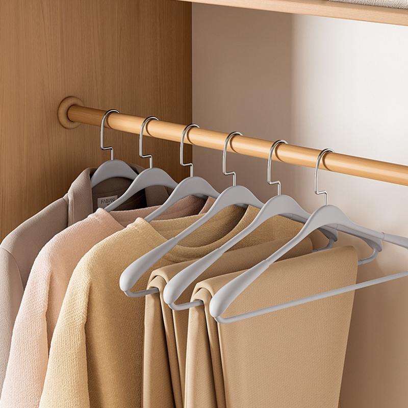 5pcs Heavy-Duty No-Residue Anti-Slip Brushed Metal Clothes Hangers with Wide Shoulder Design Finish Clothes Hangers Organizer