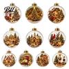 Winter Holiday Hanging Pendants Christmas Tree Crystal Ball Pendant with LED Light, Built-in Christmas-themed Ornaments Pattern Design, Acrylic
