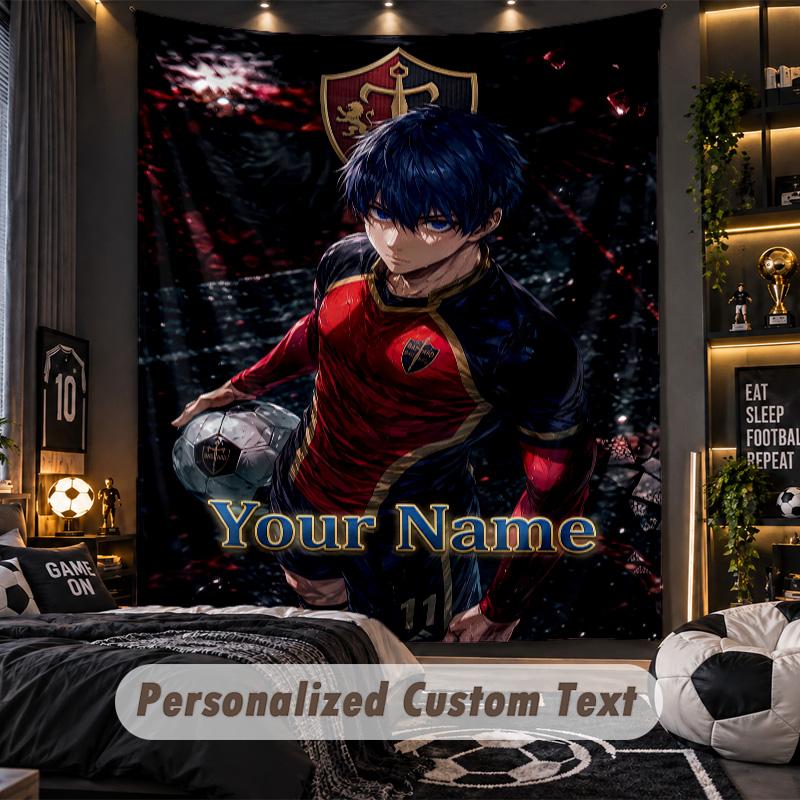 Personalized Wall Tapestry,Blue Lock Custom Printed Name, Fabric Wall Art For Indoor Room Backdrop