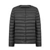 Women's New 90-fleece Solid-color Women's Clothing Round Neck V-neck Simple Long-sleeved Down Jacket