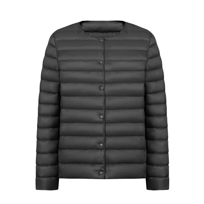 Women's new 90-fleece solid-color women's clothing round neck V-neck simple long-sleeved down jacket