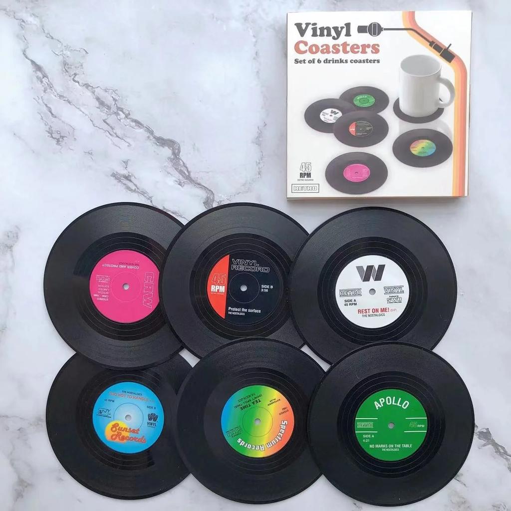Set di 12 Sottobicchieri per Tazze Vintage Colorati Retro Dischi in Vinile Sottobicchieri per Bevande Set Sottobicchieri Disco in Vinile Decorazione Tavolino da Caffè