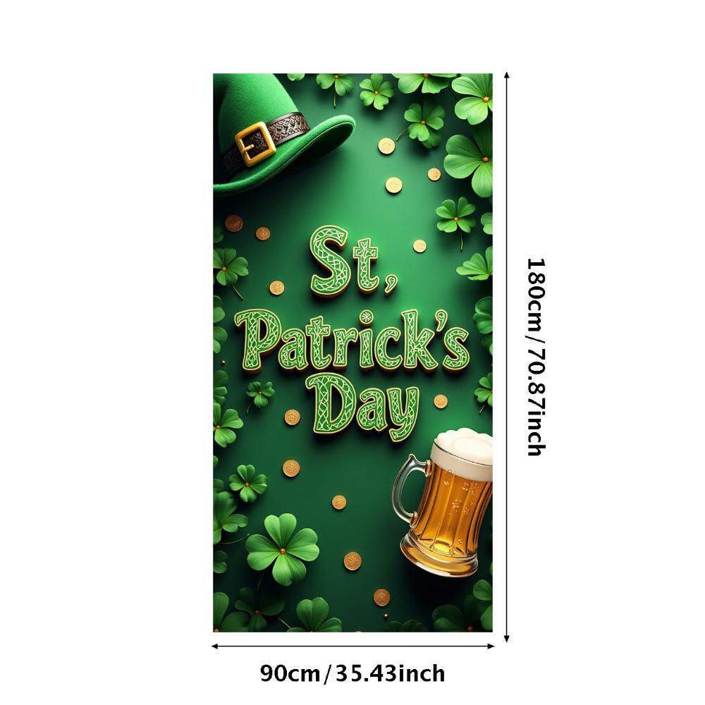St Patricks Day Backdrop Banner With Beer Mug And Clover Party Event Decoration Photo Booth photography Background Props
