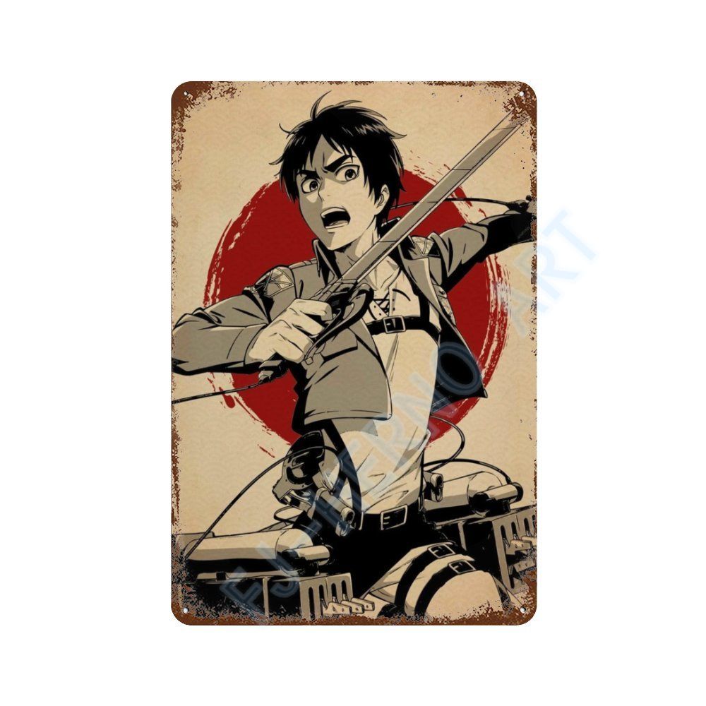 Japan Retro Anime Demon Slayer My Hero Academia Jujutsu Kaisen Metal Tin Sign Plaque Wall Art Home Kids Room Decorative Plates