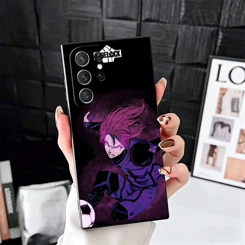 Blue L-Locks Chigiri Hyoma Soft Phone Case for Samsung Galaxy S26 S25 Edge S24 Ultra S23 Plus S22 S21 FE S20 Black Cover Back Sh