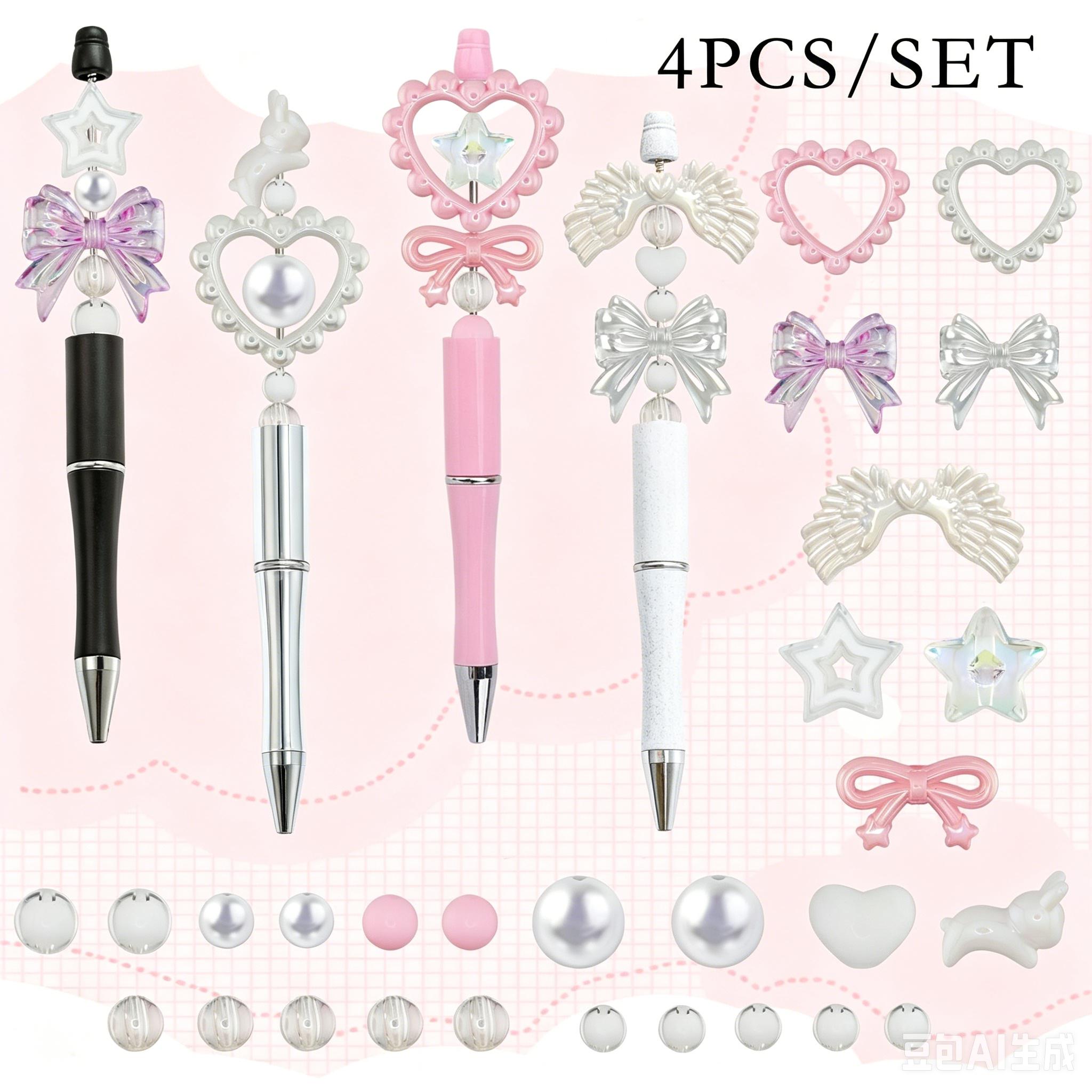 Butterfly and heart handmade beaded small gift ballpoint pen, flower and animal theme DIY beaded pen, ballpoint pen for festive