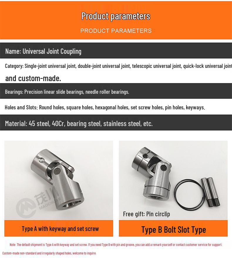 Single & Double Joint GHA Telescopic Universal Joint Connector, WSDP Universal Drive Shaft Coupler with Needle Roller 304