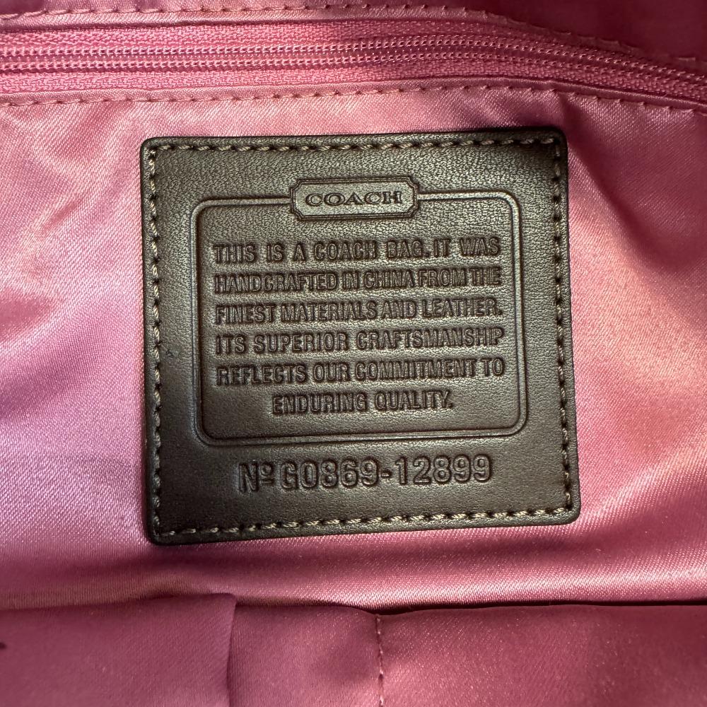 COACH 12899 Patchwork Canvas Python Tote Bag Brown Python Used