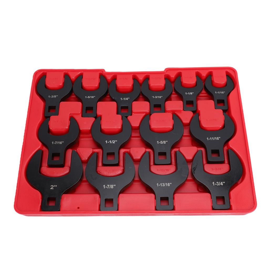 14-teiliges Jumbo-Gabelringschlüssel-Standardset 1/2 Zoll L-förmig Schwarz SAE Krähenfußschlüssel-Set