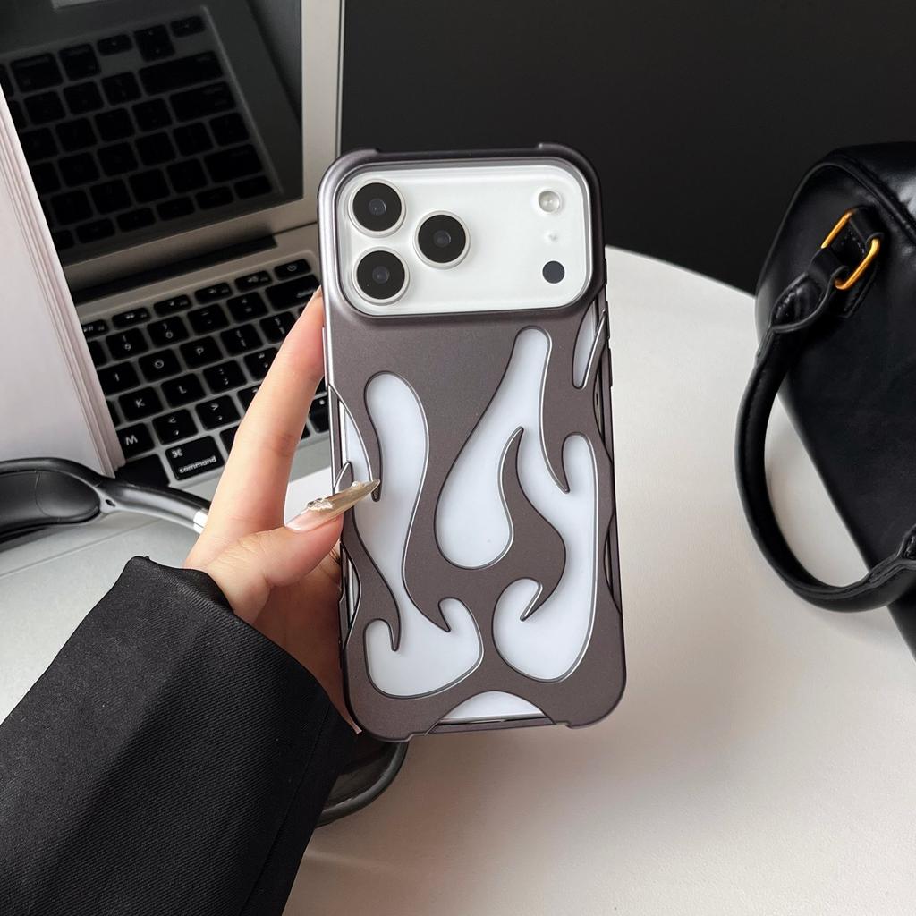Plating 3D Hollow Out Flame Silicone Case For iPhone 17 Air 16 15 14 13 12 11 Pro Max Plus Heat Dissipation Soft Bumper Cover
