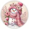 Pink Christmas Snowman Door Sign Front Door Decor Wall Hanging Decoration Xmas Wood Door Hanger