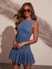 Women's Round Neck Sleeveless Distressed Denim Dress