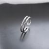 Adjustable Open Ring Women Men Double Layer Wavy Texture Minimalist Plated Geometric Band Vintage Chic Jewelry