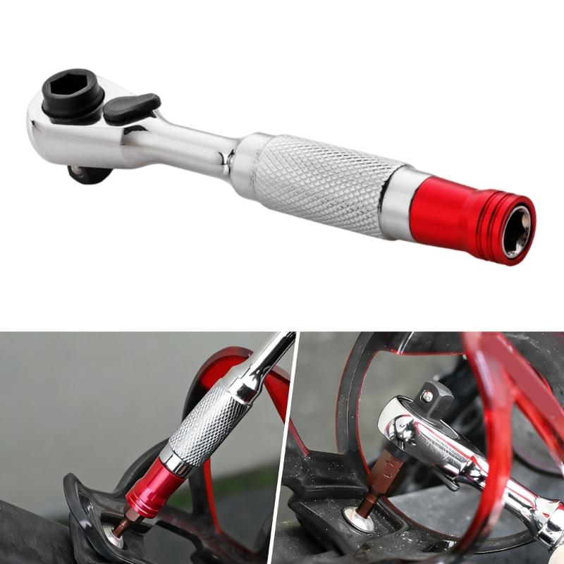 High Torques 1/4Inch Ratchet Wrench Socket with 2 Directional Mechanism and Swivels Head for Accessing Tight Confined Space