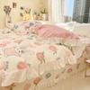 Botanical Floral and Cartoon Rabbit Duvet Cover 3pcs Kawaii Pink Bedding Set For Girl Teen 100% Cotton Farmhouse Comforter Cover