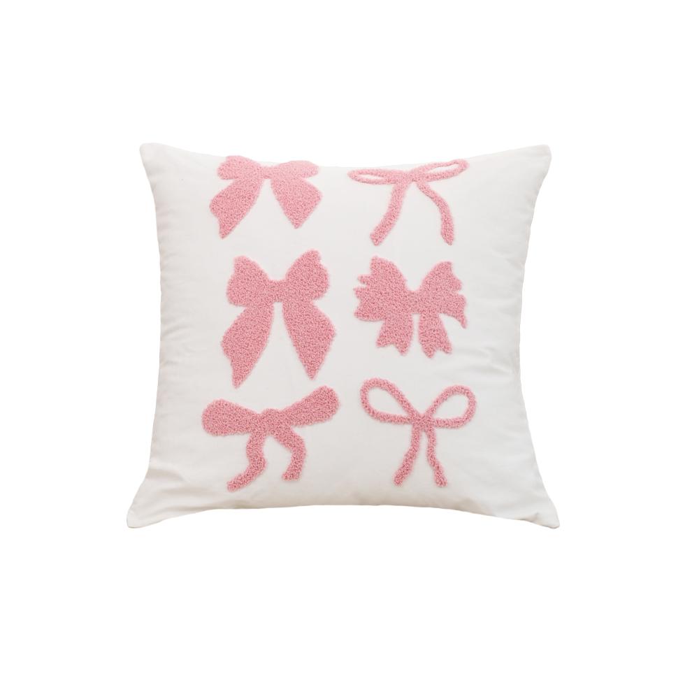 BUYNOW 1PC Pink Bow Embroidered Pillowcase Cute Princess Style Bedroom Cushion Cover Home Living Room Decor Cojines Para Sala