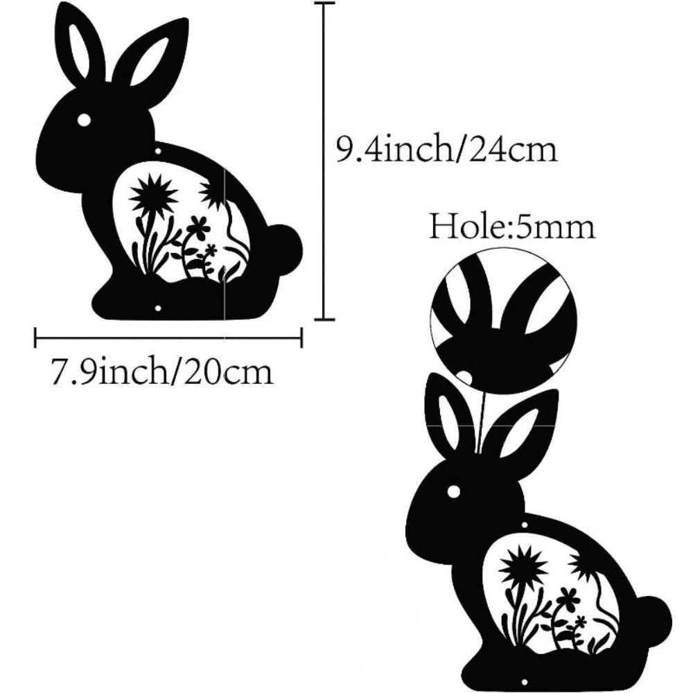 Metal Wall Art Rabbit, Black Iron Sculpture for Indoor Outdoor Home Garden Decor, 9.4x7.9 Inch