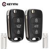 KEYYOU Remote Key Shell For Hyundai I20 I30 IX35 I35 Accent Kia Picanto Sportage K5 3 Buttons Flip Folding Remote Key Case