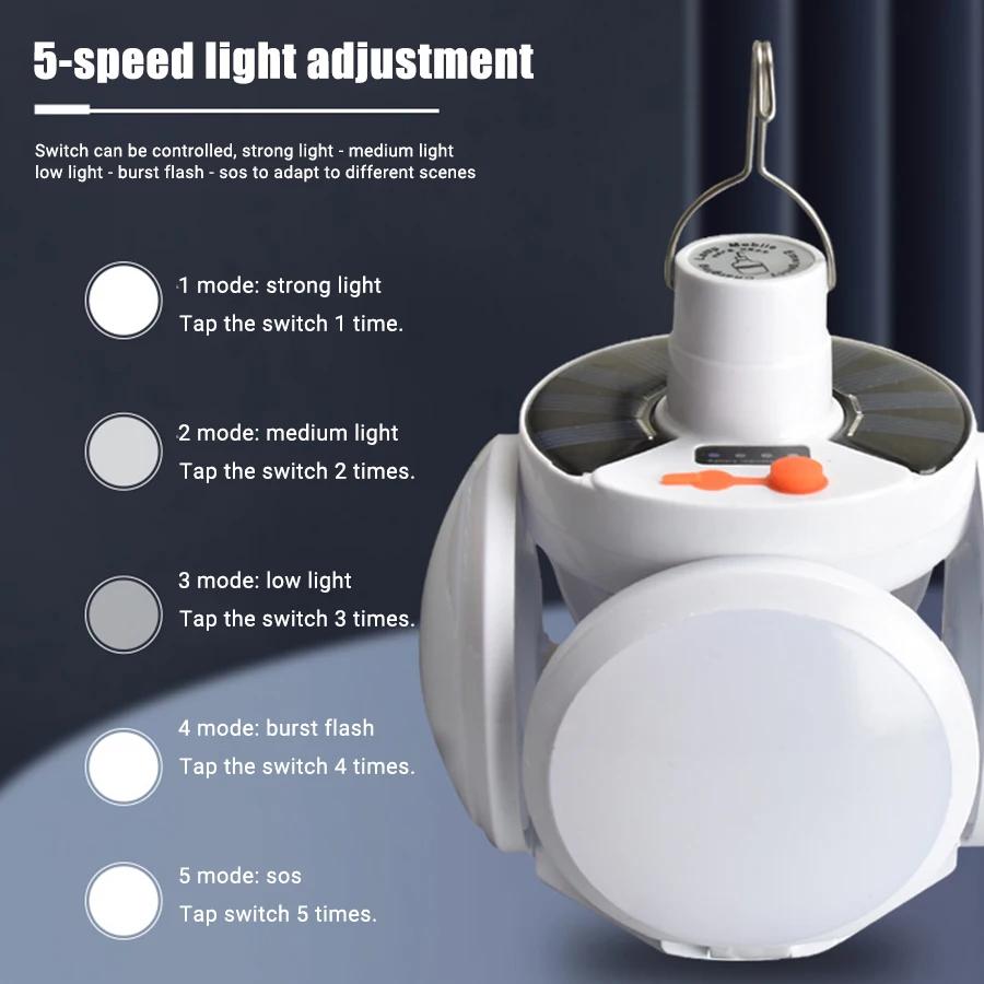 Solar Rechargeable Camping Lantern Light,Portable LED Flashlight,Outdoor Hanging Lamp,Hook,Multi Angle Lighting,Camping Fishing