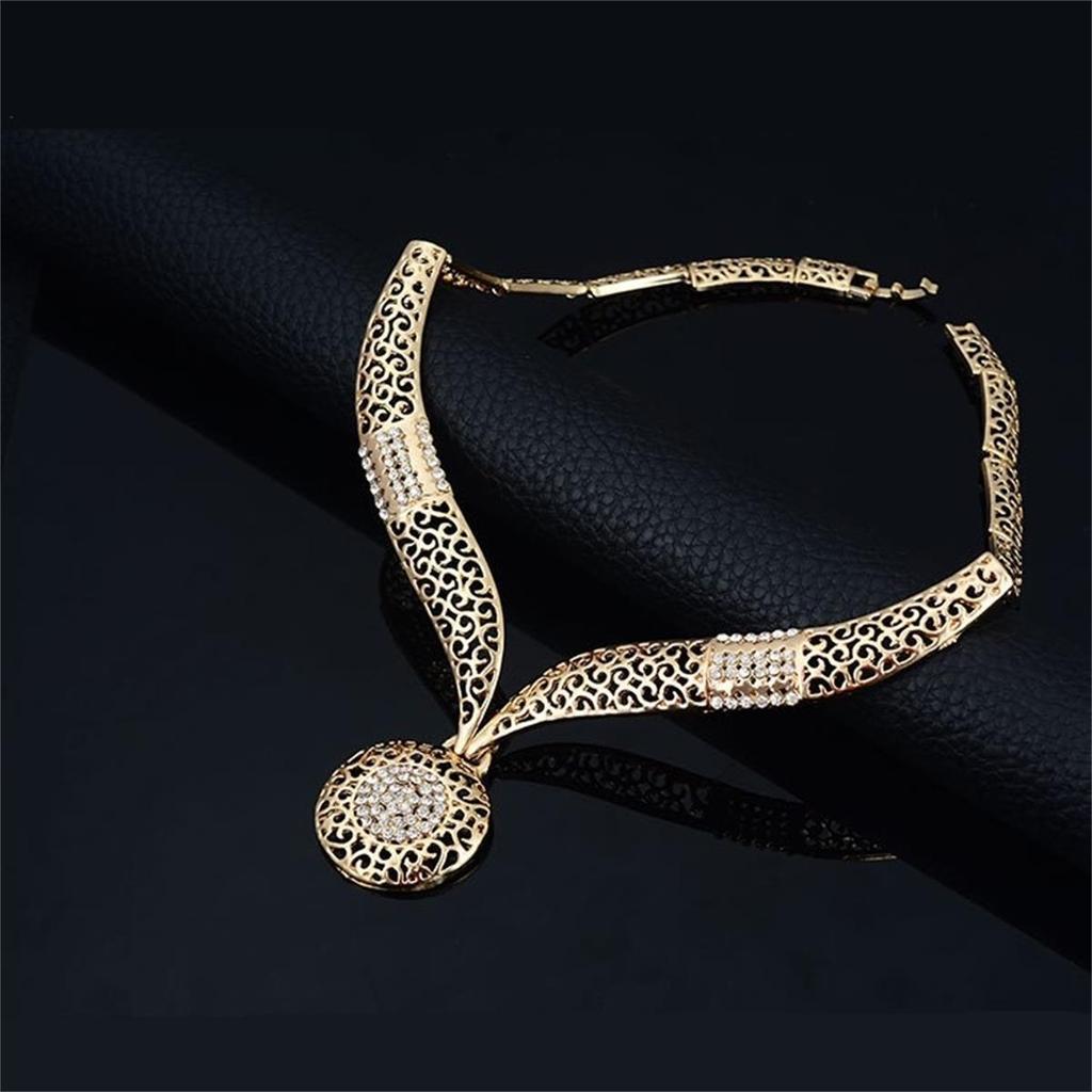 5-delt overdrevent strasssmykkesett: Halskjede, Øredobber, Ring, Armbånd for kvinners bryllup