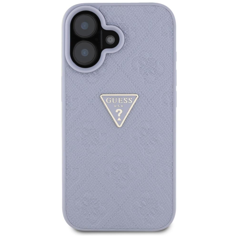 Hülle für iPhone 16 Guess Metall Logo Lila