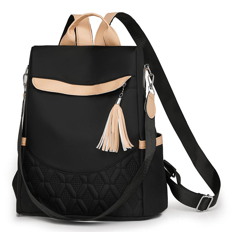 Mochila con Borlas para Mujer Mochila Patchwork de Nailon