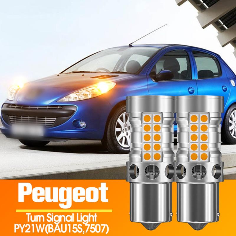 2x LED Turn Signal Light Lamp Canbus PY21W BAU15S For Peugeot 106 108 206 207 CC SW 208 301 406 508 807 Bipper Rifter Traveller
