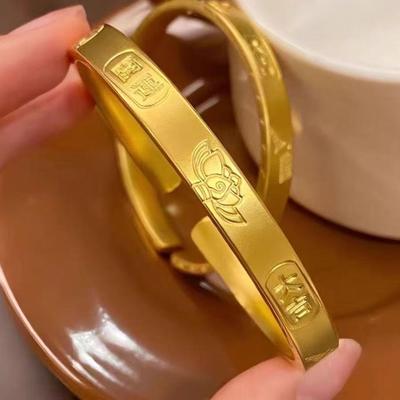 Ornaments Ancient Lotus Flower Good Luck Opening Women's Imitation Solid Bracelet Bracelet