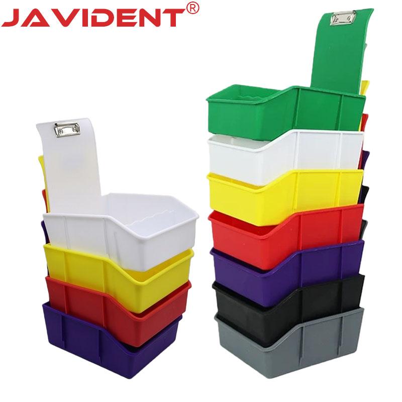 4Pc Dental Extra-Large Transfer Box Laboratory Divided Work Tray Colored Plastic Model Transfer Box Metal Clip Storage Box