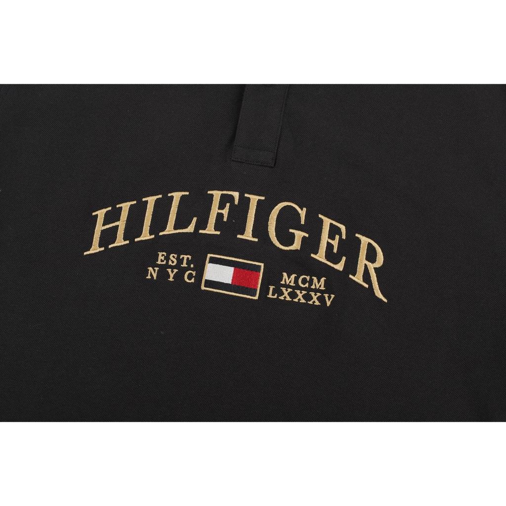 Tommy Hilfiger Classic American Logo Comfortable Versatile Fitted Quality Short Sleeve Polo Shirt Men Tops Black 78JB241-101