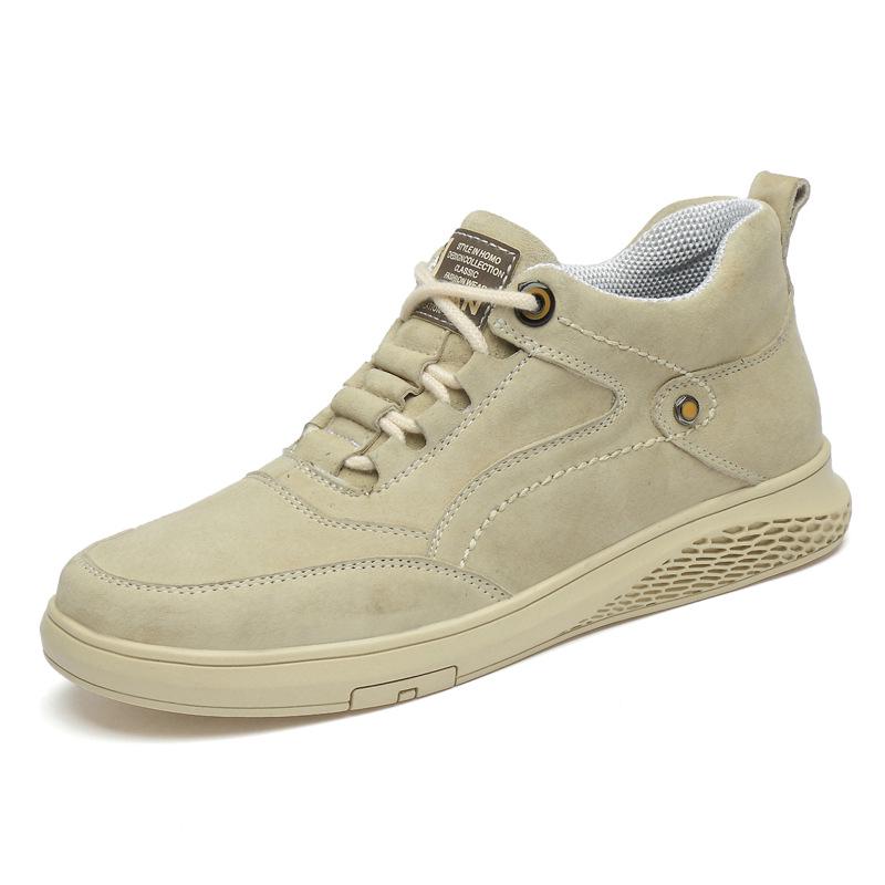 Men s 7CM Height Boost Retro Pigskin Sneakers - Trendy Korean Style Casual Board Shoes 40