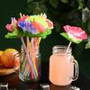 20Pcs/Bag Plastic Summer Birthday Beach Wedding Party Decoration Tropical Hawaii Flower Drinking Straws Luau Hawaiian Theme Party