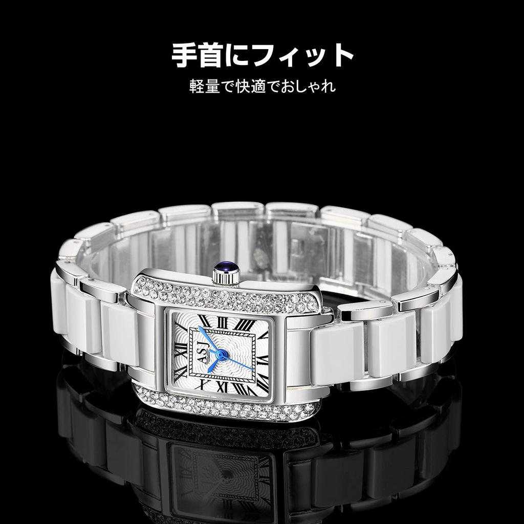 RORIOS Watch Analog Arm Watch Stylish Waterproof Quartz Square Glitter Fashion Popular Alloy Artificial Diamond Casual Business watch for women Silver