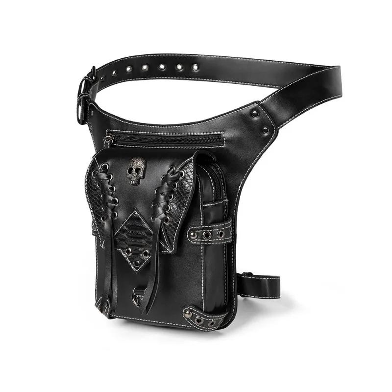 Vintage Steampunk Women's Motorcycle Leg Bag - Water Repellent Rock Gothic Biker Pouch Victorian Drop Leg Style Functional Pack