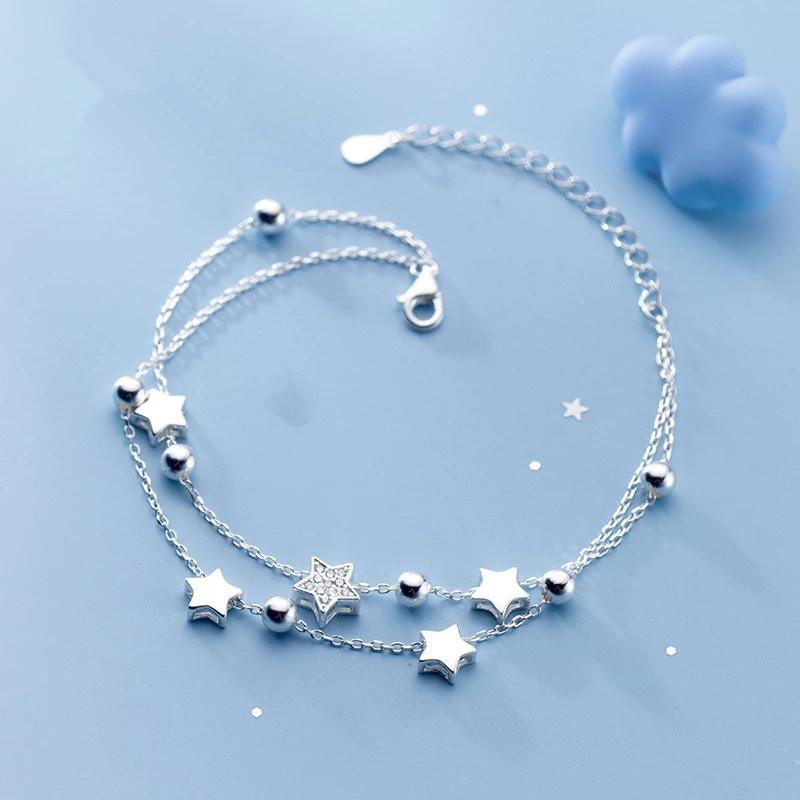 925 Sterling Silver Elegant Charm Bracelets Chain Beautiful Crystal Stone Drop Jewelry Fashion for Women Wedding Lady Cute