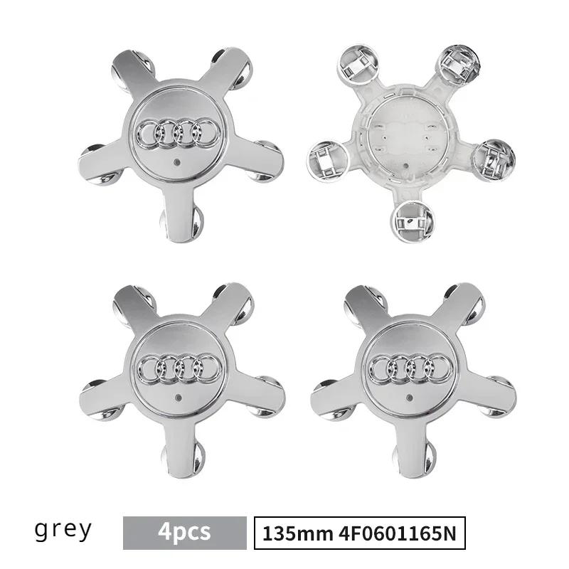 4 Stück 135mm Auto Fünf-Speichen Felgenmitte Nabendeckel 4F0601165N Zubehör für AUDI A4 B8 B6 B9 B7 A3 8P 8V 8L A6 C7 C6
