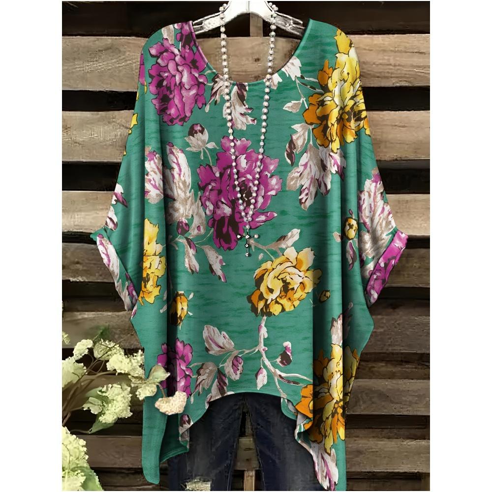 

2025 Bohemian Chic Oversized Minimalist Cute Panda Print Irregular Hem Round Neck T-Shirt Stylish and Versatile Machine Washable 5XL