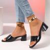 Fashion 2025 New Women's High Heels, Thick Heels, Square Toe Flip Flops, Fashionable Outer Wear Fish Mouth Sandals
