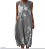 European and American New Summer Flower Ocean Printing European Size Round Neck Sleeveless Long Dress Creative Loose Dress