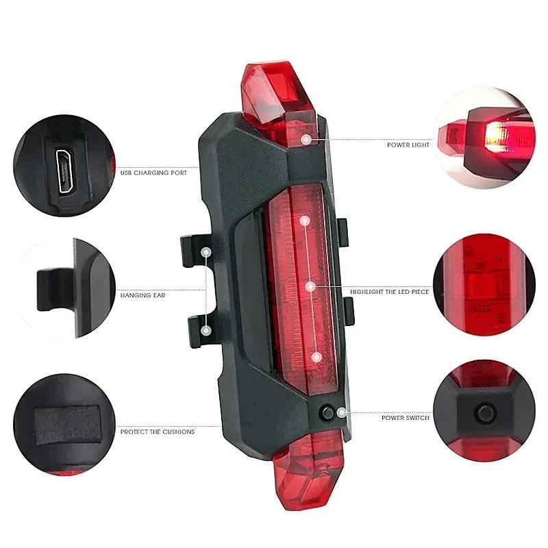 USB Rechargeable Waterproof Taillights LED Bike Rear Light Bult-in Battery  Mode Bright Bicycle Light For Cycling Safety