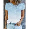 Women's Fashionable Ice Flower Pattern Short-sleeved T-shirt Summer Polyester Fiber Casual Versatile Round Neck Regular Style