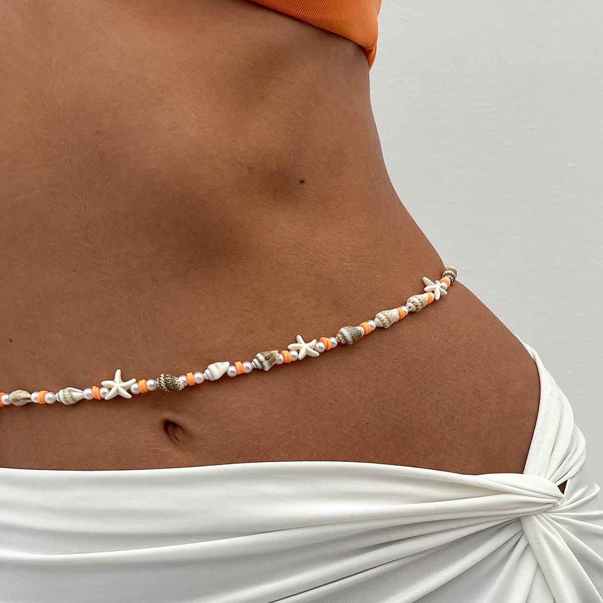 

Ingemark Boho Simple Starfish Conch Seed Beads Waist Belly Chain for Women Summer Beach Bikinis Festival Y2K Body Jewelry Gift