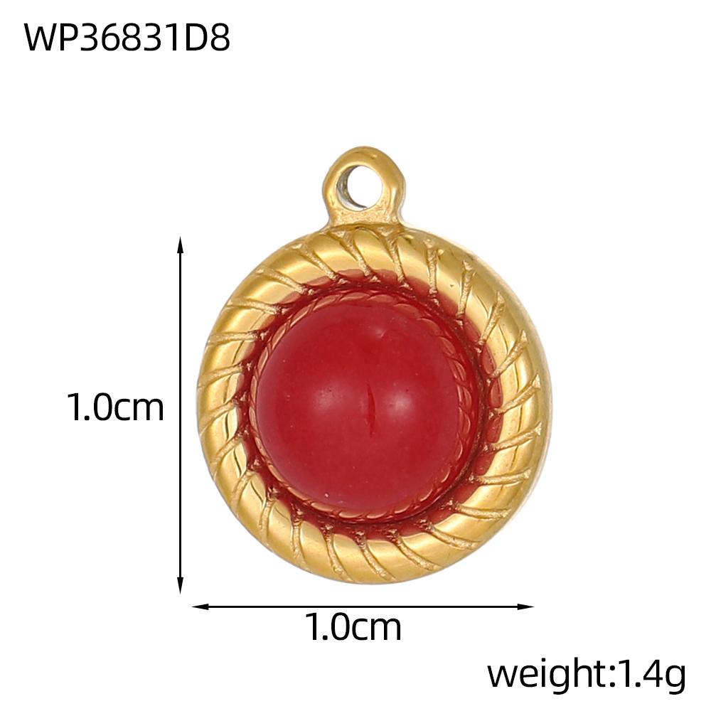 CARLIDANA Vintage Stainless Steel Pendant Gold Plated Multi-Colored Round Natural Stone Handmade Diy Necklace Jewelry Charms