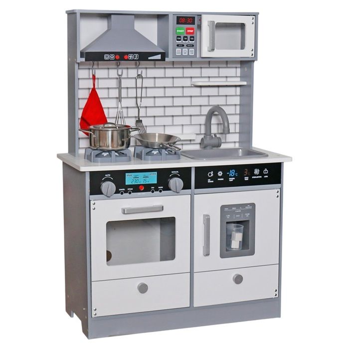 Cuisine en bois pour enfants - GINGER HOME - Effets sonores et lumineux - Design scandinave - 65x30x93 cm