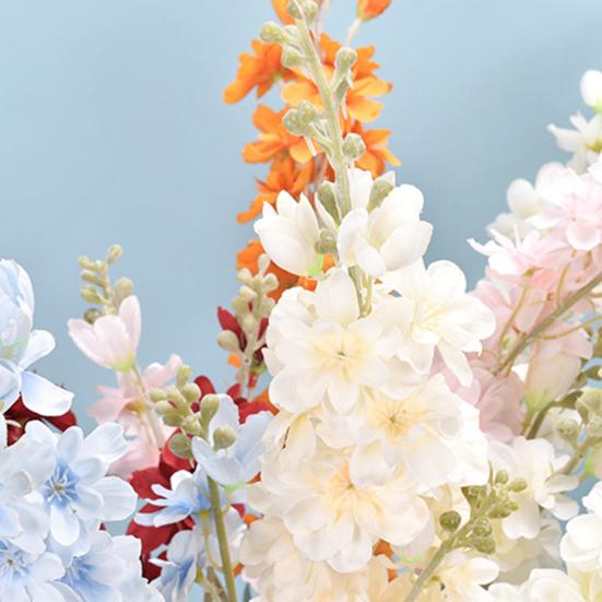 Simulated Hyacinth Silk Delphinium Flowers Realistic Texture Iron Wire Stems Fake Flower