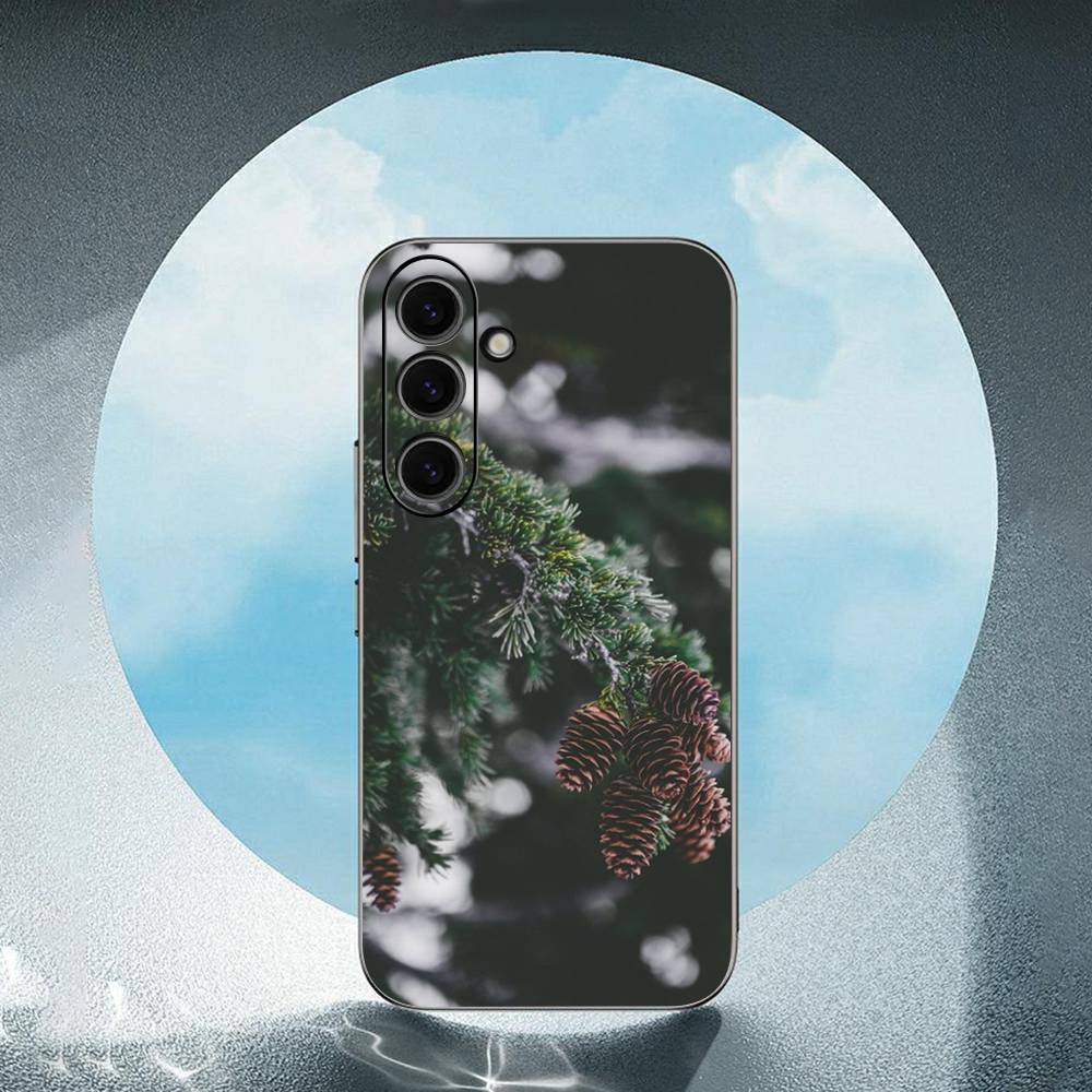 Landscape Winter Light Luxury Black Phone Case For Samsung Galaxy S23 S24 S25 Ultra S22 Plus S21