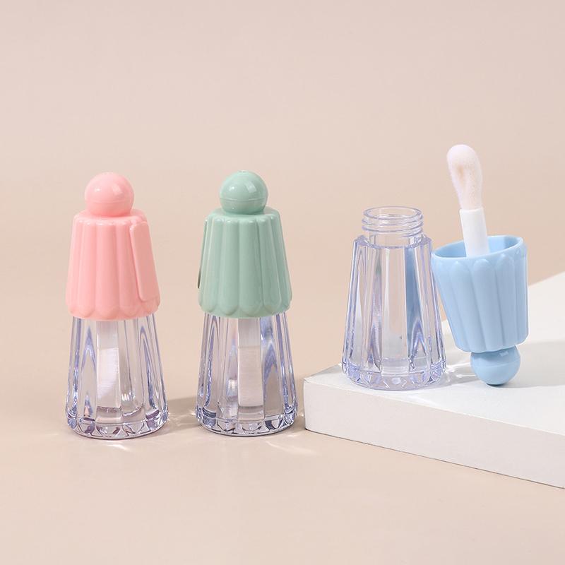 4-5ml Pusta tubka na błyszczyk z dużą główką pędzelka, DIY Plastikowy elegancki pojemnik na płynną pomadkę, Okrągła mini buteleczka na próbki błyszczyka