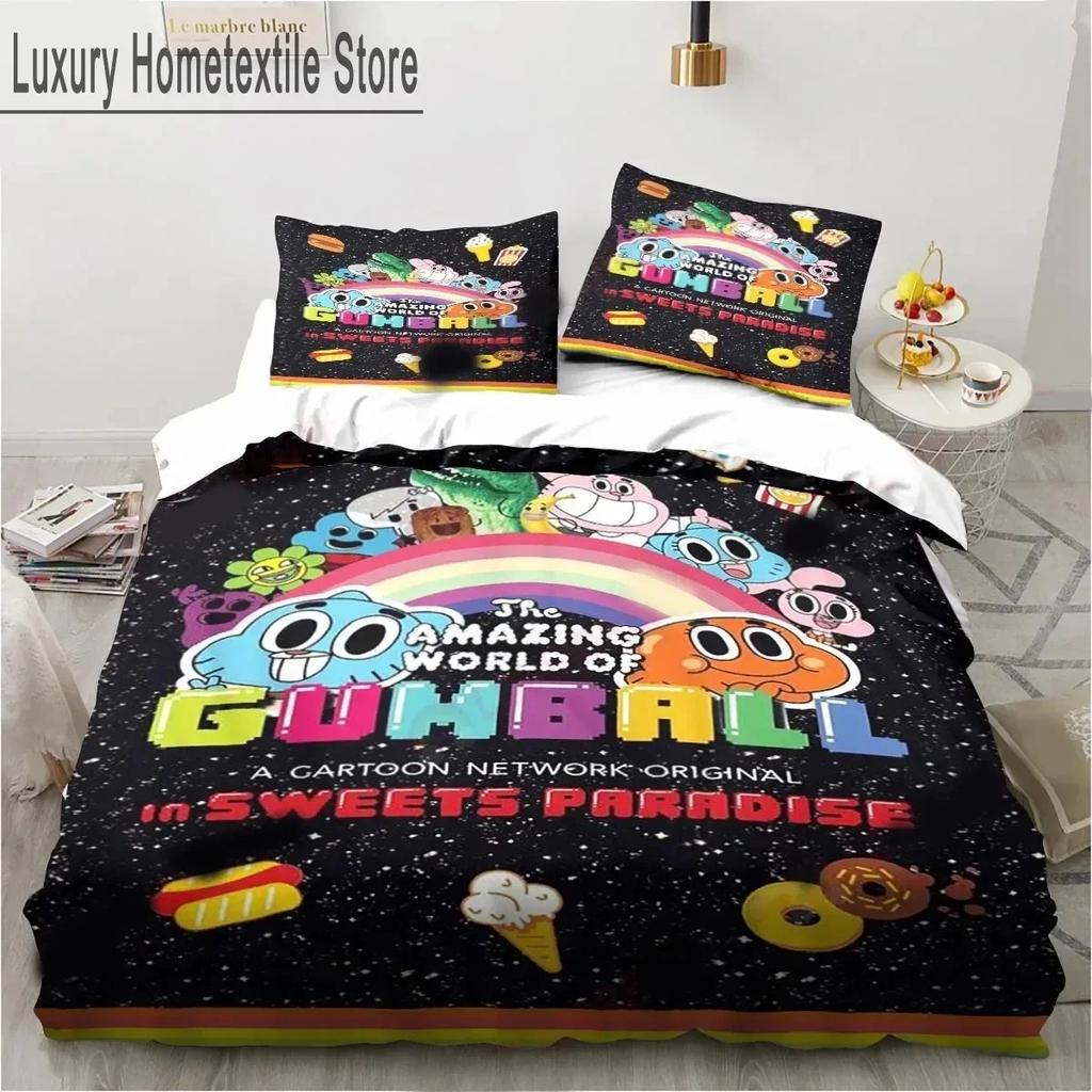 Cartoon The Amazing World Bedding Set Gumball Boys Girls Twin Queen King Size Duvet Cover Pillowcase Bed boys Adult