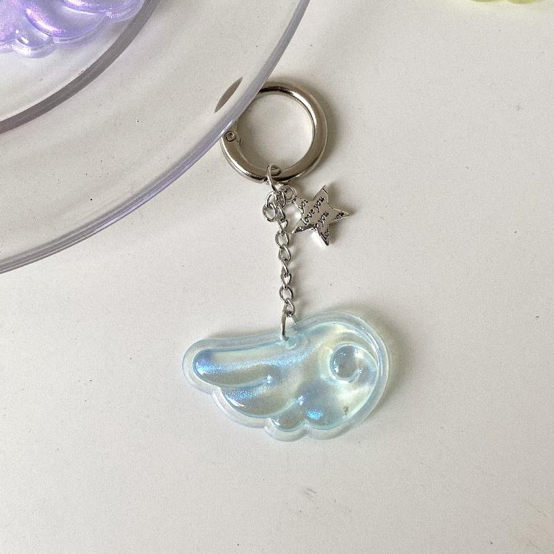 Cute Angel Wing Music Note Keychain For Girls Women Charms Bag Hanging Pendant Star Design Bag Purse Car Key Accessory Gift