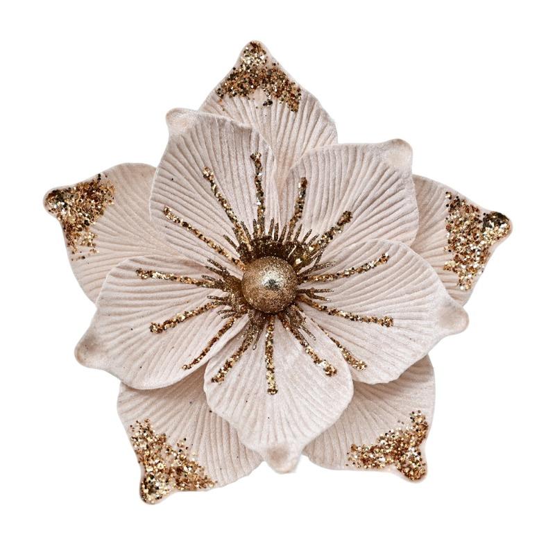 Gold Dust Christmas Flower Christmas Tree Ornament Accessories Christmas Wreath Ornament Christmas Decoration Flower Head False Flower